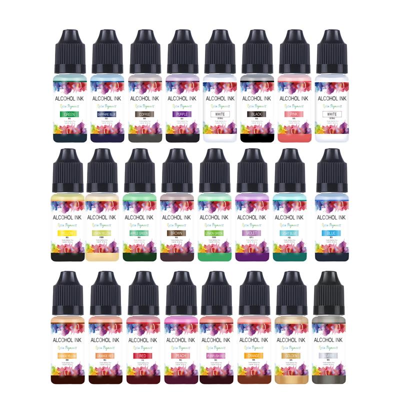 Resin Dye Alcohol - 10มล./ขวด22สีแอลกอฮอล์หมึกอีพ็อกซี่เรซินการกระจายตัวเม็ดสีเหลวย้อมสีสำหรับงานประดิษฐ์ยูวีอีพ็อกซี่แม่พิมพ์เรซินทำเครื่องประดับ