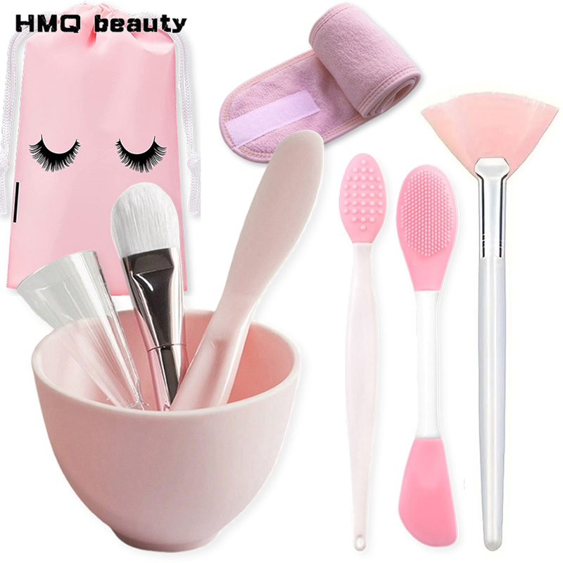 Mixing Cup Silicone - ชุดอุปกรณ์ผสมมาส์กหน้าซิลิโคน 9 ชิ้น/ชุด พร้อมไม้พาย ช้อน แปรงผสมมาส์กแบบพกพา