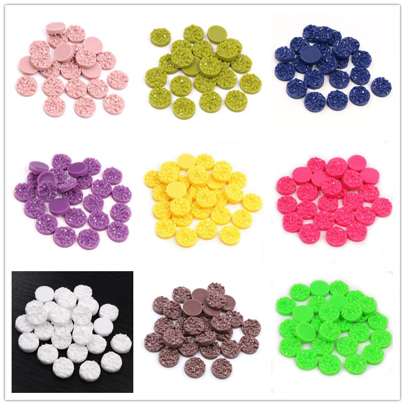Resin Craft Projects - 40pcs เรซิ่น Druzy Cabochons โดม 8/10/12