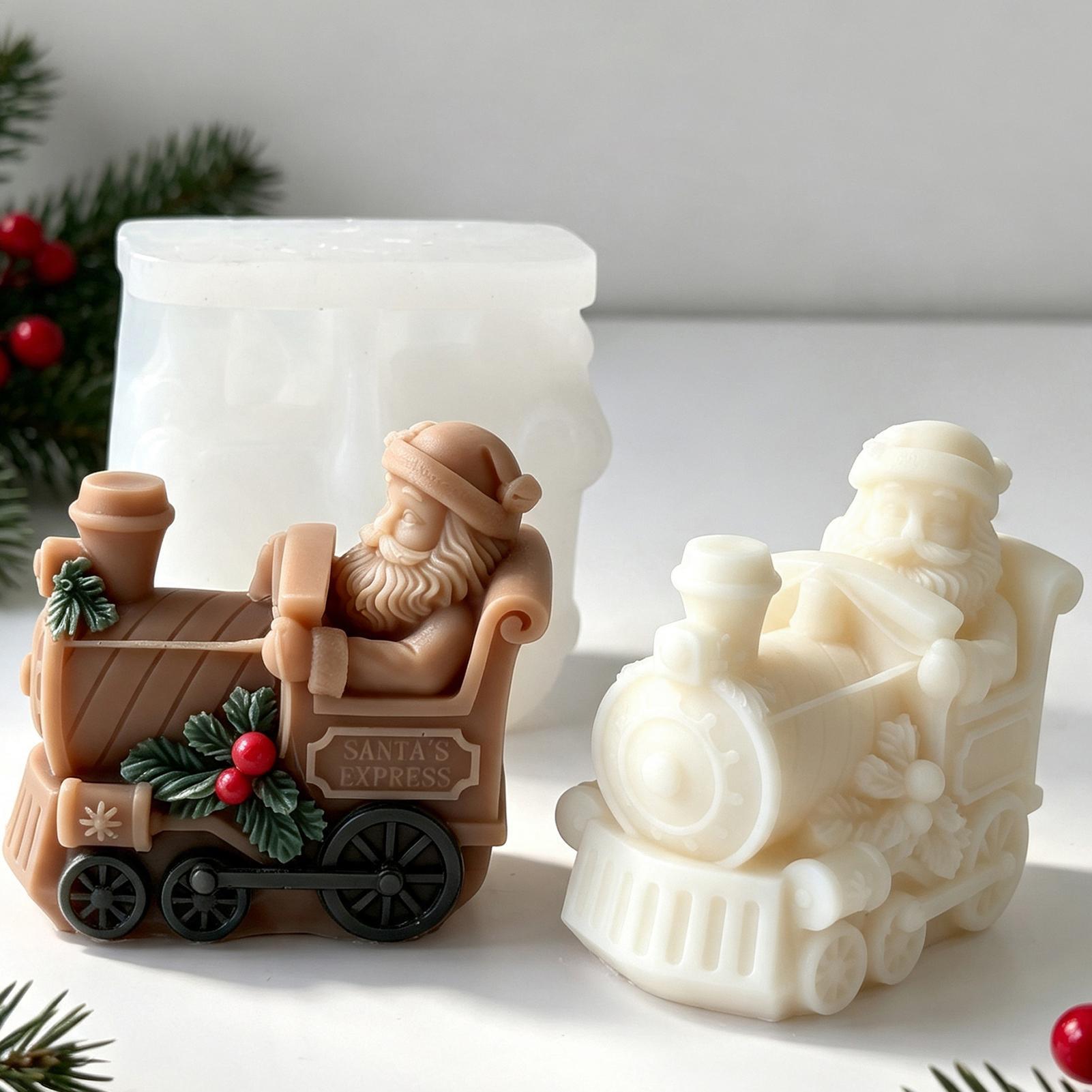 Resin Craft For Beginners - แม่พิมพ์เทียนรูปทรงรถไฟสำหรับคริสต์มาส แม่พิมพ์ทำเทียน DIY สำหรับงานเรซินอีพ็อกซี่ เหมาะสำหรับศิลปิน ผู้เริ่มต้น