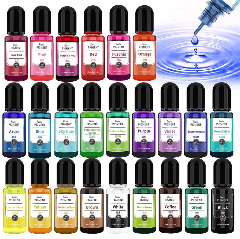 Resin Dye Alcohol - หมึกพิมพ์24สีศิลปะสีแอลกอฮอล์เรซินสีย้อมเหลวการแพร่กระจายหมึกสำหรับอีพ็อกซี่เรซิ่น DIY เครื่องประดับทำสีย้อมเรซิ่นเหลว
