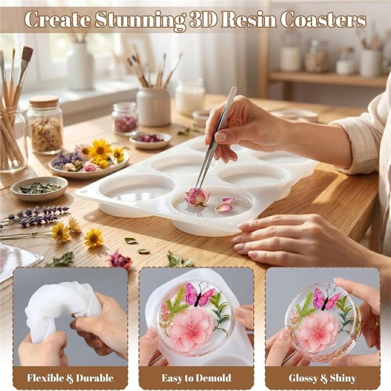 [ABFI!】 แม่พิมพ์เรซิ่นสำหรับงา - Coaster Mold Round บทวิจารณ์และราคา